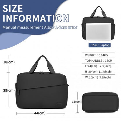 TVK2444 - Kono Water-Resistant Travel Bag with Laptop Sleeve Multi-Functional Tote for Business and Weekend Large Capacity for Men and Women - Black