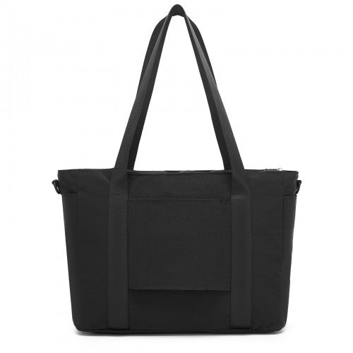TVK2515 - Kono Comfortable and Easy-Carry Large-Capacity Travel Tote with Laptop Sleeve, Trolley Sleeve and Crossbody Strap - Black