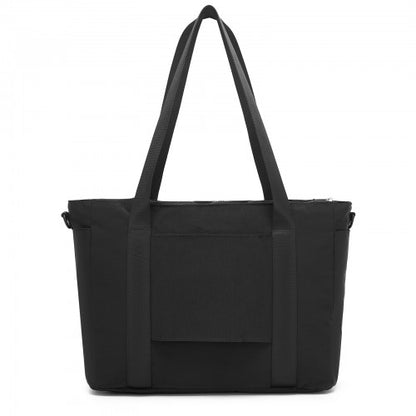TVK2515 - Kono Comfortable and Easy-Carry Large-Capacity Travel Tote with Laptop Sleeve, Trolley Sleeve and Crossbody Strap - Black