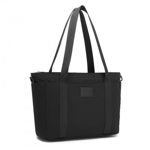 TVK2515 - Kono Comfortable and Easy-Carry Large-Capacity Travel Tote with Laptop Sleeve, Trolley Sleeve and Crossbody Strap - Black