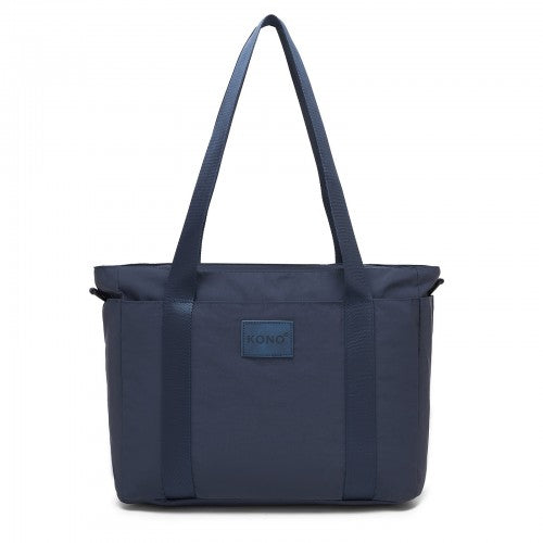 TVK2515 - Kono Comfortable and Easy-Carry Large-Capacity Travel Tote with Laptop Sleeve, Trolley Sleeve and Crossbody Strap - Navy
