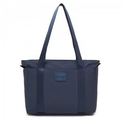 TVK2515 - Kono Comfortable and Easy-Carry Large-Capacity Travel Tote with Laptop Sleeve, Trolley Sleeve and Crossbody Strap - Navy
