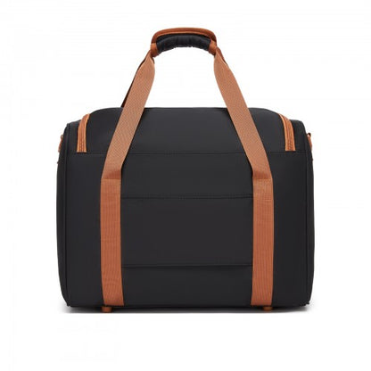 TVK2521 - Kono Compact and Lightweight 40×30×20 Personal-Item Travel Bag - U-Zip Wide Opening And Trolley Sleeve - Black and Brown