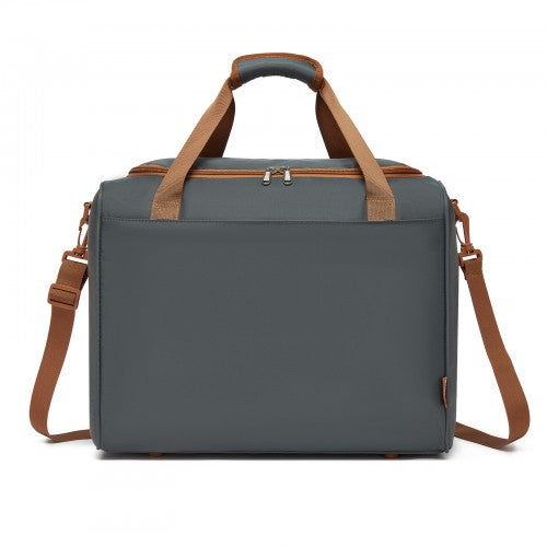TVK2521 - Kono Compact and Lightweight 40×30×20 Personal-Item Travel Bag - U-Zip Wide Opening And Trolley Sleeve - Grey and Brown