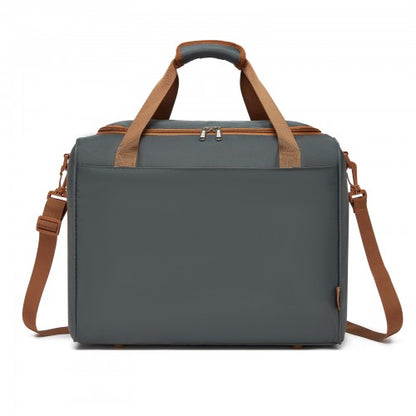 TVK2521 - Kono Compact and Lightweight 40×30×20 Personal-Item Travel Bag - U-Zip Wide Opening And Trolley Sleeve - Grey and Brown