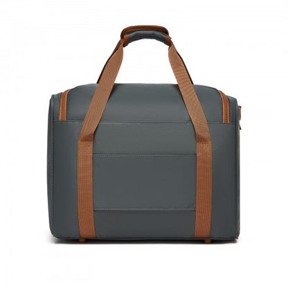 TVK2521 - Kono Compact and Lightweight 40×30×20 Personal-Item Travel Bag - U-Zip Wide Opening And Trolley Sleeve - Grey and Brown