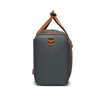 TVK2521 - Kono Compact and Lightweight 40×30×20 Personal-Item Travel Bag - U-Zip Wide Opening And Trolley Sleeve - Grey and Brown