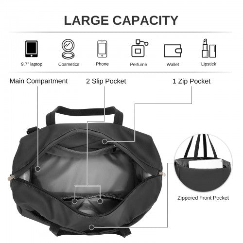 TVK2522 - Kono 40×30×20cm Cabin Approved Travel Bag - Versatile Carry-On Shoulder Bag for Travel, Gym, Business & Daily Use - Black