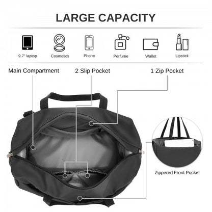 TVK2522 - Kono 40×30×20cm Cabin Approved Travel Bag - Versatile Carry-On Shoulder Bag for Travel, Gym, Business & Daily Use - Black
