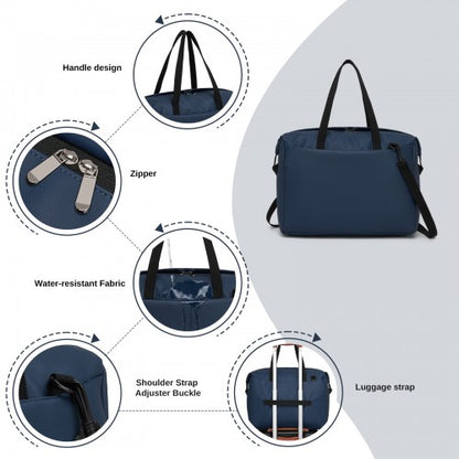 TVK2522 - Kono 40×30×20cm Cabin Approved Travel Bag - Versatile Carry-On Shoulder Bag for Travel, Gym, Business & Daily Use - Navy
