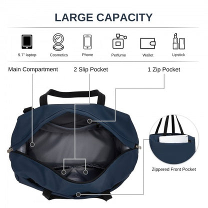 TVK2522 - Kono 40×30×20cm Cabin Approved Travel Bag - Versatile Carry-On Shoulder Bag for Travel, Gym, Business & Daily Use - Navy