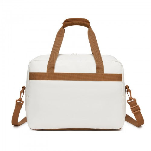 TVK2569 - Kono 40x30x20cm Cabin Travel Bag, Carry-On Tote with Hidden Pocket & Luggage Sleeve for Flights, Work & Weekend Getaways - Beige and Brown