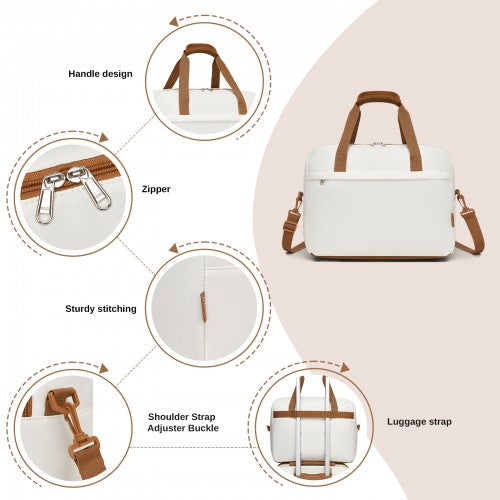 TVK2569 - Kono 40x30x20cm Cabin Travel Bag, Carry-On Tote with Hidden Pocket & Luggage Sleeve for Flights, Work & Weekend Getaways - Beige and Brown