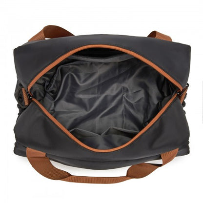 TVK2613 - Kono Expandable Cabin Travel Bag 40×30×20cm - Large Capacity, Water-Resistant, Multi-Compartment Weekend & Carry-On Tote - Black and Beige
