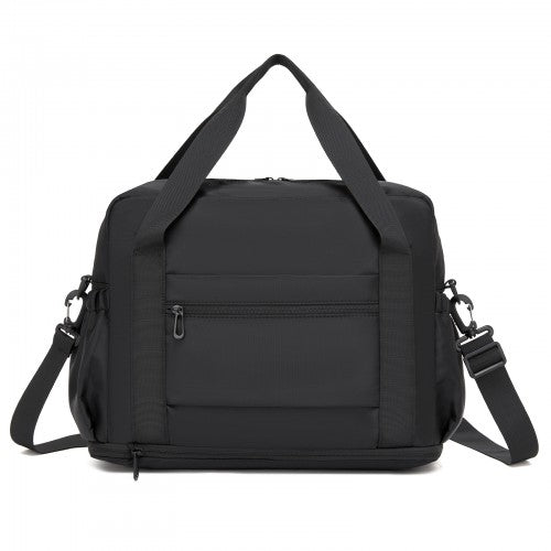 TVK2613 - Kono Expandable Cabin Travel Bag 40×30×20cm - Large Capacity, Water-Resistant, Multi-Compartment Weekend & Carry-On Tote - Black