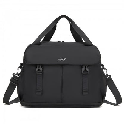 TVK2613 - Kono Expandable Cabin Travel Bag 40×30×20cm - Large Capacity, Water-Resistant, Multi-Compartment Weekend & Carry-On Tote - Black
