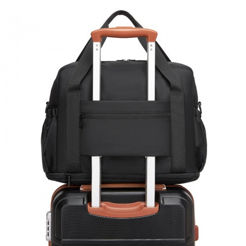 TVK2613 - Kono Expandable Cabin Travel Bag 40×30×20cm - Large Capacity, Water-Resistant, Multi-Compartment Weekend & Carry-On Tote - Black