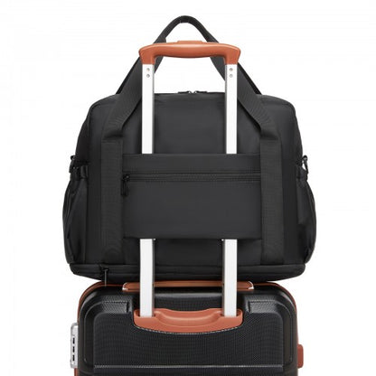 TVK2613 - Kono Expandable Cabin Travel Bag 40×30×20cm - Large Capacity, Water-Resistant, Multi-Compartment Weekend & Carry-On Tote - Black