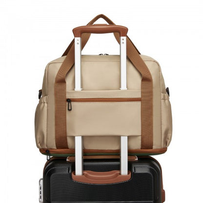 TVK2613 - Kono Expandable Cabin Travel Bag 40×30×20cm - Large Capacity, Water-Resistant, Multi-Compartment Weekend & Carry-On Tote - Khaki and Green