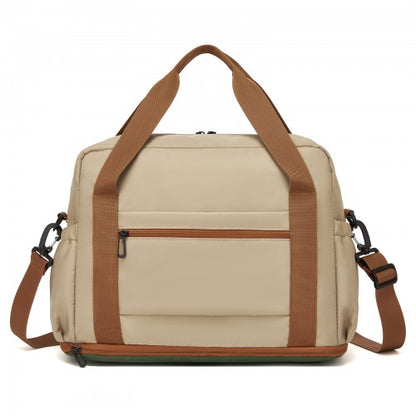 TVK2613 - Kono Expandable Cabin Travel Bag 40×30×20cm - Large Capacity, Water-Resistant, Multi-Compartment Weekend & Carry-On Tote - Khaki and Green