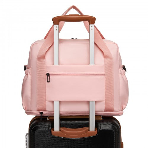 TVK2613 - Kono Expandable Cabin Travel Bag 40×30×20cm - Large Capacity, Water-Resistant, Multi-Compartment Weekend & Carry-On Tote - Pink