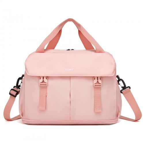 TVK2613 - Kono Expandable Cabin Travel Bag 40×30×20cm - Large Capacity, Water-Resistant, Multi-Compartment Weekend & Carry-On Tote - Pink