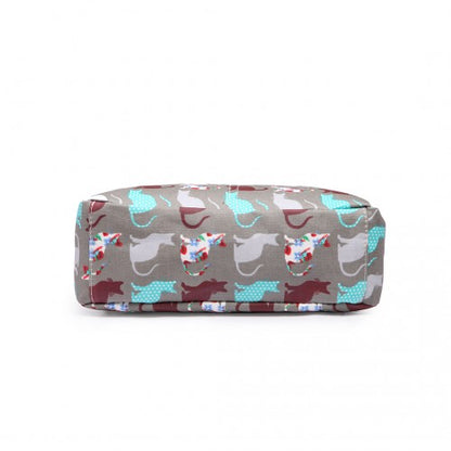 LC1644CT - Miss Lulu Regular Matte Oilcloth Square Bag Cat Grey