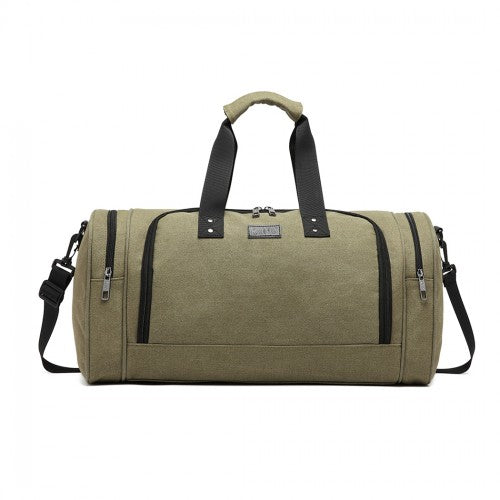 E1957 - Kono Canvas Barrel Duffle Travel Bag - Green